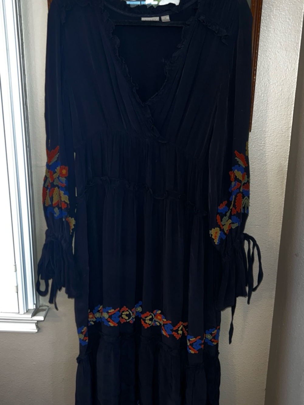 Hinge by Nordstrom  Black Maxi Dress with Colorful Floral Embroidery